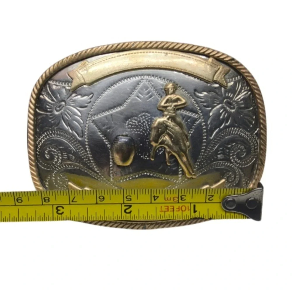 Vintage Nickel Silver Barrel Racing‎ Trophy Award Style Belt Buckle